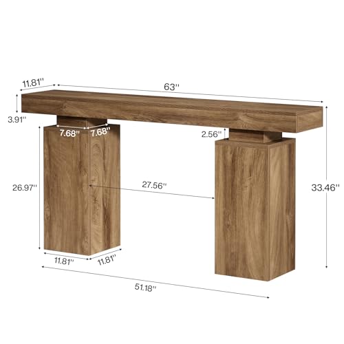 Tribesigns 63-Inch Long Console Table, Farmhouse Entryway Table Behind Couch, Wooden Foyer Stand Entry Station, Modern Hallway Accent Furniture for Living Room Decor, Entrance, Natural Wood Finish