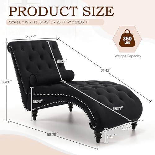 Velvet Chaise Lounge Chair Indoor, view 3