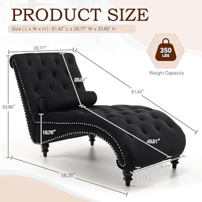 Velvet Chaise Lounge Chair Indoor, view 3