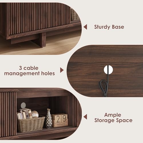 55" Mid Century TV Stand for 65 TVs Fluted, Walnut, view 7