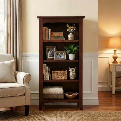 Shaker Cottage 4-Shelf Bookcase, Espresso, 22”W x 48”H, view 3