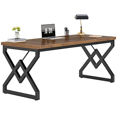 63" W Executive Desk, Extra Sturdy Thickened Wooden Workstation Study Desk Computer Desk Large Home Office Writing Desk for Home Office