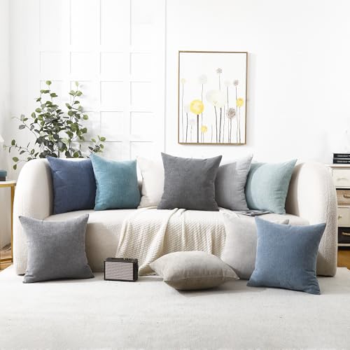 Decorative Chenille Throw Pillow Covers 18x18 Cushion Case (Beige)