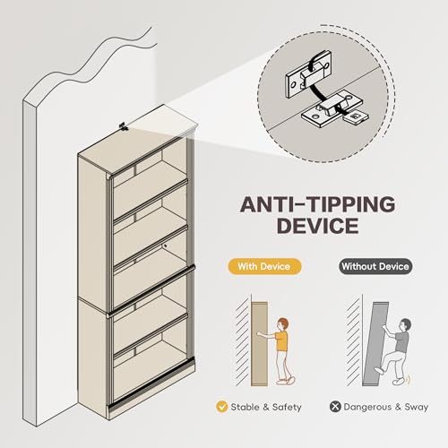 72" Bookcase and Bookshelf, 5-Tier Wood Bookcases with Shelves, Tall Floor Standing Book Shelf Storage Cabinet Home Decor Furniture for Living Room, Home Office 1 Pcs, White