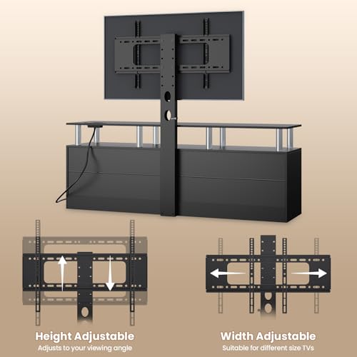 Black LED TV Stand with Mount and Power Outlet, view 6