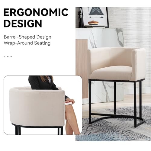 Contemporary Cream Linen Bar Stools Set of 3, view 5