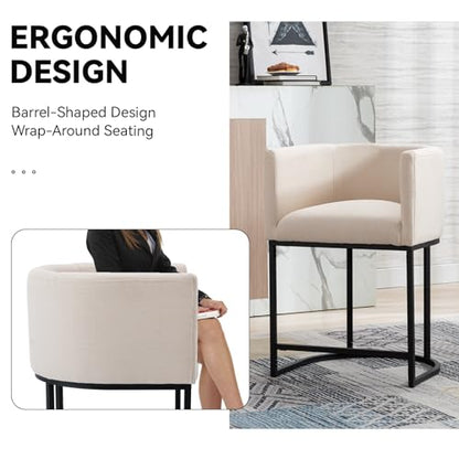 Contemporary Cream Linen Bar Stools Set of 3, view 5