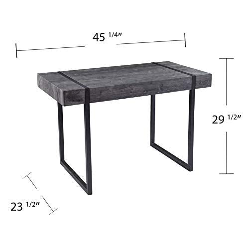 Harkriven Small Space Desk - Transitional Design, Black Iron and Wood - Ideal for Home Office, Bedroom (HO1094537)