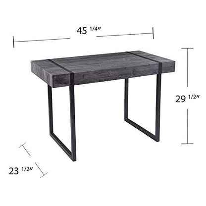 Harkriven Small Space Desk - Transitional Design, Black Iron and Wood - Ideal for Home Office, Bedroom (HO1094537)
