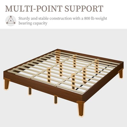 Yaheetech King Size Solid Wood Platform Bed Frame Low-Profile Dark Walnut, view 6