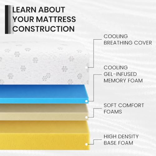 King Size Memory Foam Mattress, Gel Cooling 12 Inch King Mattresses in a Box, view 3