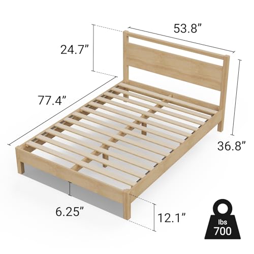 Signature Wood Platform Bed Frame with Headboard, Essential, Noise Free, view 3