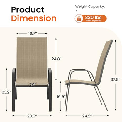 Patio Dining Chairs Set of 4, Outdoor Stackable Dining Furniture Set, All Weather Dining Set for Lawn, Garden, Poolside, Beige