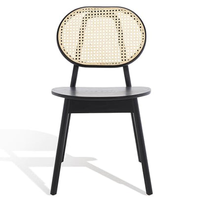 SAFAVIEH Couture Collection Kristianna Tropical Coastal Black/Natural Rattan Round Back Chair Set of 2