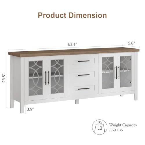 Farmhouse TV Stand with Glass Door for 70 Inch Tv, view 3