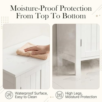 Modern Bathroom Floor Storage Cabinet with Adjustable Shelf and Double Door Rust Proof, Living Room Modern Home Furniture Storage Organizer Cabinet