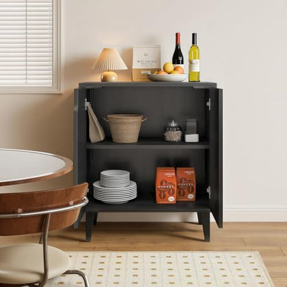 2 Door Kitchen Buffet Storage Cabinet Accent Console Table for Kitchen Dining Living Room Hallway Office (Black)