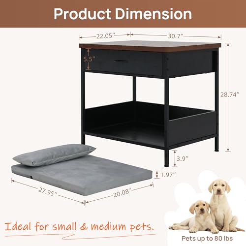 Multi-Functional Dog Bed End Table with Storage Drawer, view 3