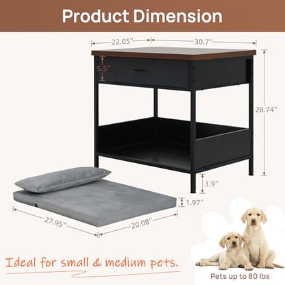 Multi-Functional Dog Bed End Table with Storage Drawer, view 3