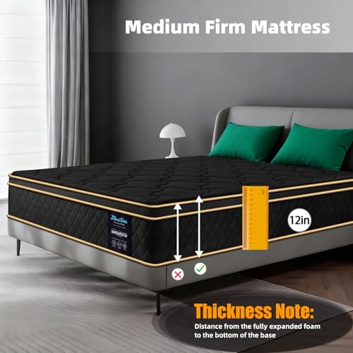 Queen Mattress 12 Inch Medium Firm Hybrid Mattress Queen Size Memory Foam, view 4