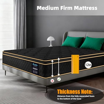Queen Mattress 12 Inch Medium Firm Hybrid Mattress Queen Size Memory Foam, view 4
