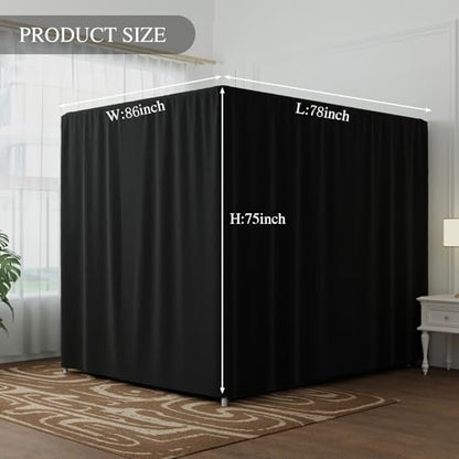 Black Canopy Bed Curtain 4 Corner Post Bed Curtains, King, view 3