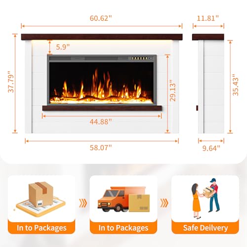 60" Electric Fireplace with Mantel, view 4