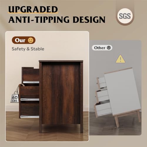 54" Dresser for Bedroom, Wooden 6 Drawer Dresser with Unique Anti-Tip Structure, view 5