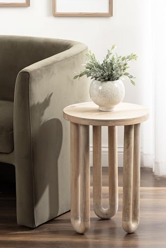 Kenzo Modern Wooden Round Side Table, 14 x 14 x 20, Light Natural, Transitional Wood End Table for Use as Bedroom Nightstand or Living Room Accent Table