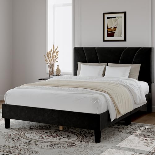 Queen Bed Frame, Queen Size Bed Frame with Wooden Slats Support, view 4