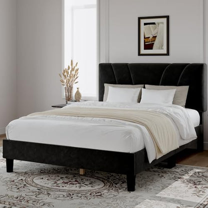 Queen Bed Frame, Queen Size Bed Frame with Wooden Slats Support, view 4