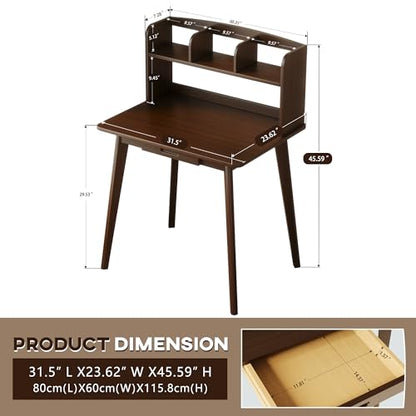 IOTXY Small Writing Desk with Hutch - 31.5" Work Computer Study Table, view 3