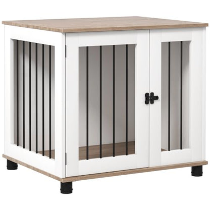 Dog Crate Furniture with Lockable Door for Medium Dogs, Walnut Brown, view 2