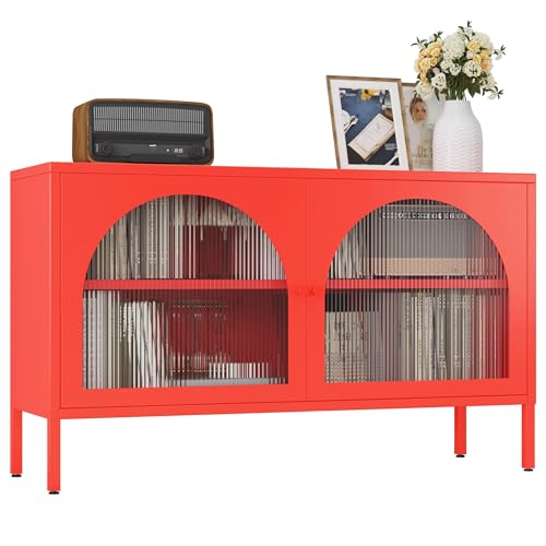 Metal Storage Cabinet with Doors and Shelves, 2 Door TV Stand, view 2