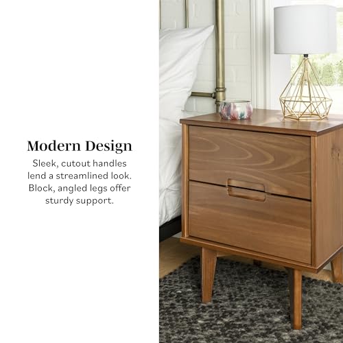 Brynn Modern Solid Wood Groove Handle Nightstands, Set of 2, Natural Pine