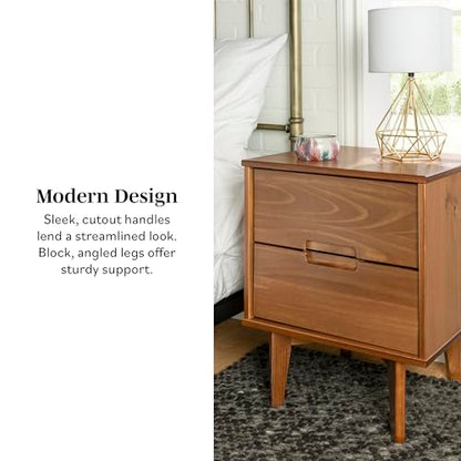 Brynn Modern Solid Wood Groove Handle Nightstands, Set of 2, Natural Pine