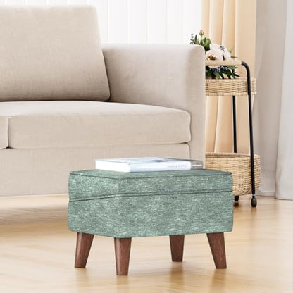 Small Footstool Ottoman, Footstool with Adjustable Lid, 11" Ottoman Foot Rest with Storage for Living Room, Bedroom, Couch, Enterway, Green