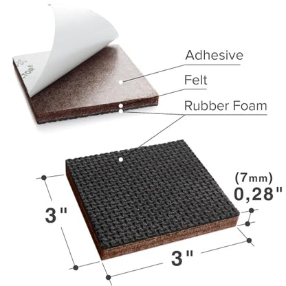 Non Slip Furniture Pads – 12 Premium Furniture Grippers 3"! Best SelfAdhesive Rubber Feet Furniture Feet – Ideal Non Skid Furniture Pad Floor Protectors – Keep Furniture in Place!