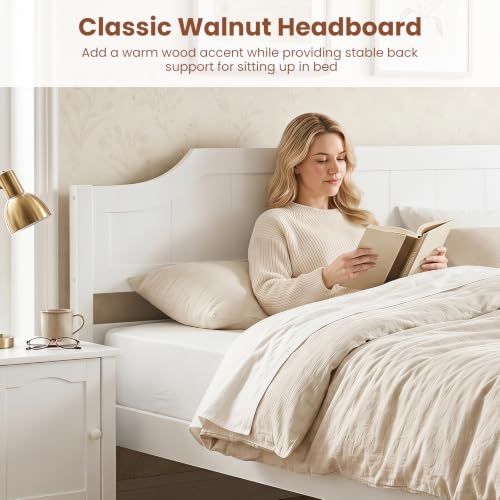 Queen Size Wooden Bed Frame with Headboard, Wood Slat Support, view 5