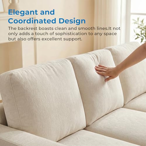 82" Width 2 Piece Living Room Sofa Set, 3 Seater Sofa Couch and Loveseat Sets, Modular Sectional Sofas Furniture Set, Chenille Fabric Sofas Couches for Living Room Bedroom Home Apartment, Beige