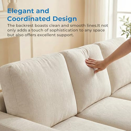 82" Width 2 Piece Living Room Sofa Set, 3 Seater Sofa Couch and Loveseat Sets, Modular Sectional Sofas Furniture Set, Chenille Fabric Sofas Couches for Living Room Bedroom Home Apartment, Beige