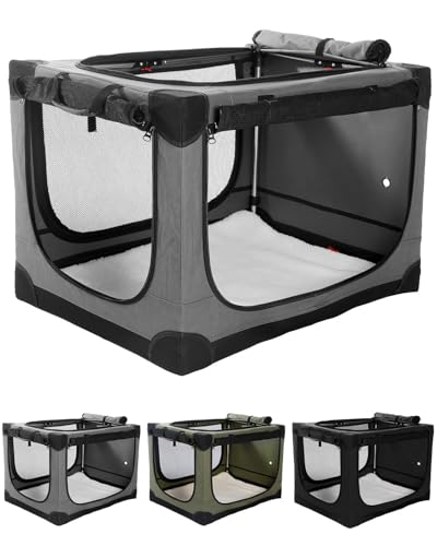 30" Soft Collapsible Travel Dog Crate for Medium Dogs,Grey, view 2