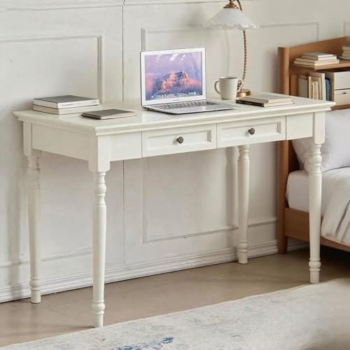 French Country Style Writing Desk with Drawers, White, 47'', view 2