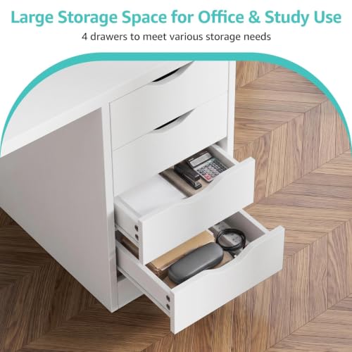 Computer Desk with Drawers, Wood White, view 5