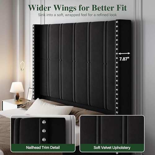 Black King Size Bed Frame and Headboard, view 5