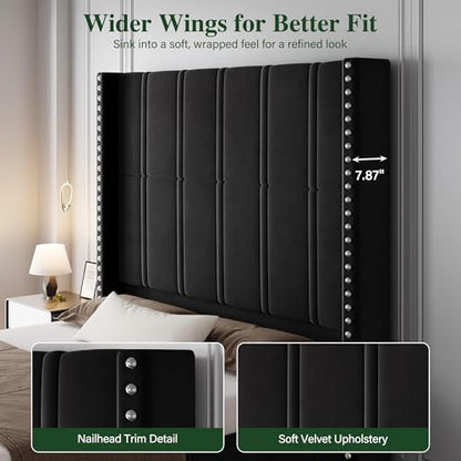 Black King Size Bed Frame and Headboard, view 5