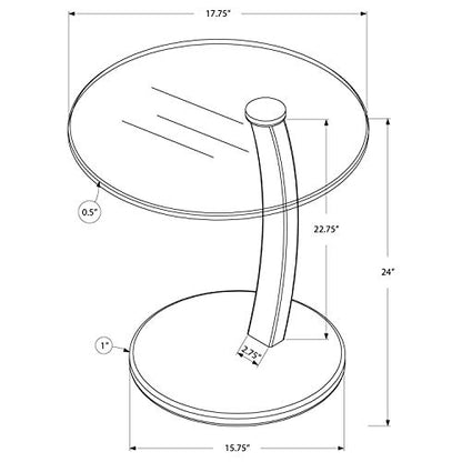 Monarch Specialties I 3017 Accent Table, C-Shaped, End, Side, Snack, Living Room, Bedroom, Laminate, Tempered Glass, White, Clear, Contemporary, Modern