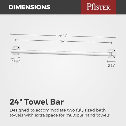 Vaneri Bath Towel Bar for Bathroom, 24-Inch, Wall-Mounted, Screw-in, Polished Chrome Finish, BTBVRI2C