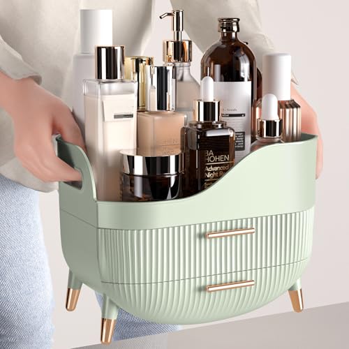 Makeup Organizer with Drawers, Green Skincare Organizer for Vanity, view 6