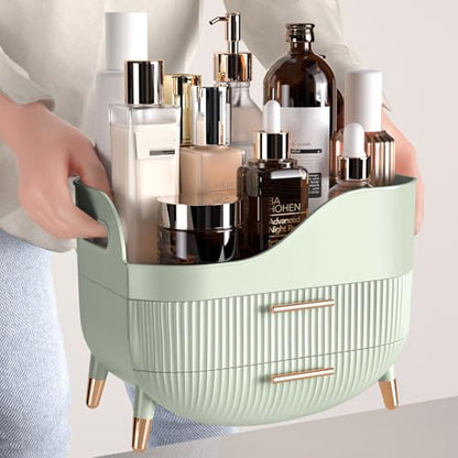 Makeup Organizer with Drawers, Green Skincare Organizer for Vanity, view 6